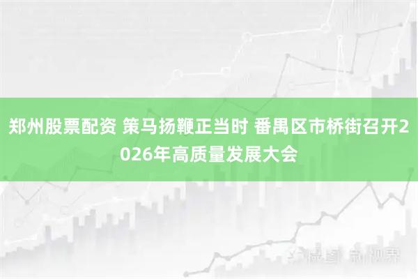 郑州股票配资 策马扬鞭正当时 番禺区市桥街召开2026年高质量发展大会